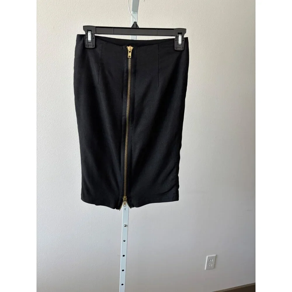 Mini Skirt Small BodyCon Gold Zip Adjustable Slit Streetwear Minimalist Preppy - Picture 14 of 15